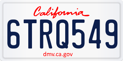 CA license plate 6TRQ549