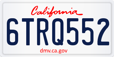 CA license plate 6TRQ552