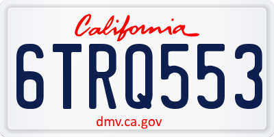 CA license plate 6TRQ553