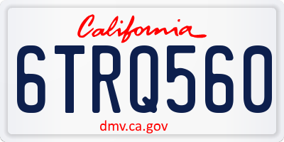 CA license plate 6TRQ560