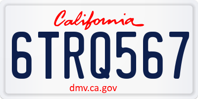 CA license plate 6TRQ567