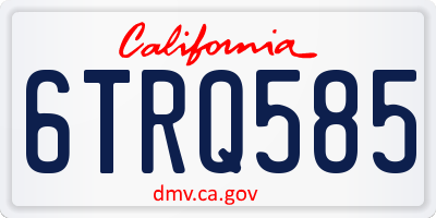 CA license plate 6TRQ585