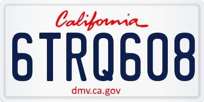 CA license plate 6TRQ608