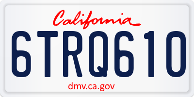 CA license plate 6TRQ610
