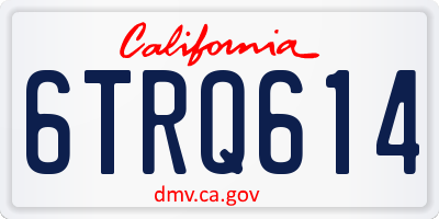 CA license plate 6TRQ614