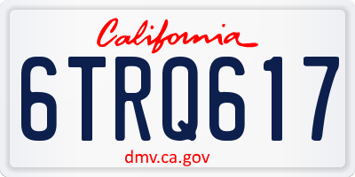CA license plate 6TRQ617