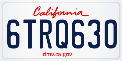 CA license plate 6TRQ630