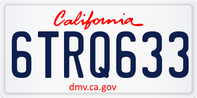 CA license plate 6TRQ633