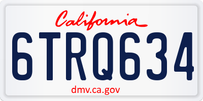 CA license plate 6TRQ634