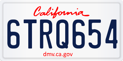 CA license plate 6TRQ654