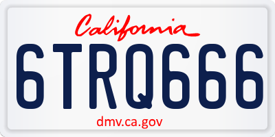 CA license plate 6TRQ666