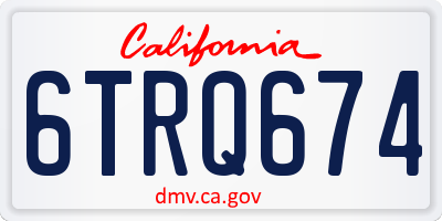 CA license plate 6TRQ674