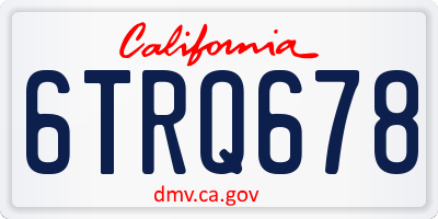 CA license plate 6TRQ678