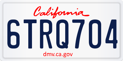 CA license plate 6TRQ704