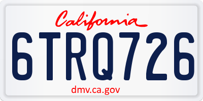 CA license plate 6TRQ726