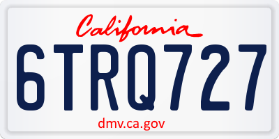 CA license plate 6TRQ727