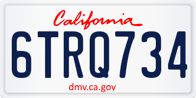 CA license plate 6TRQ734