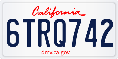 CA license plate 6TRQ742