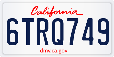 CA license plate 6TRQ749