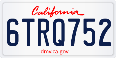 CA license plate 6TRQ752