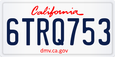CA license plate 6TRQ753