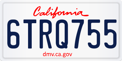 CA license plate 6TRQ755