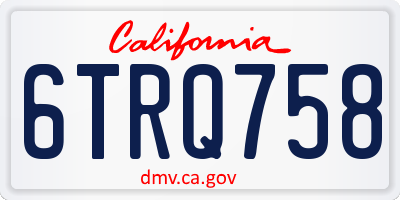 CA license plate 6TRQ758