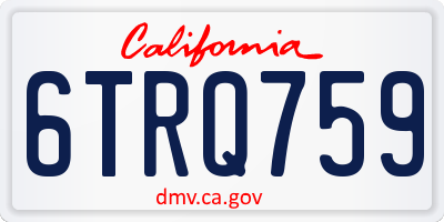 CA license plate 6TRQ759