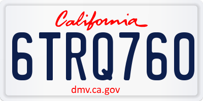 CA license plate 6TRQ760