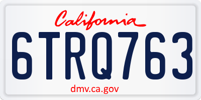 CA license plate 6TRQ763