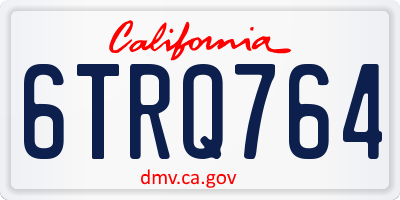 CA license plate 6TRQ764