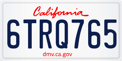 CA license plate 6TRQ765