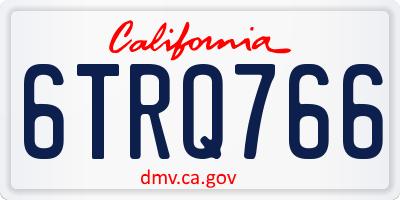 CA license plate 6TRQ766