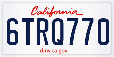 CA license plate 6TRQ770