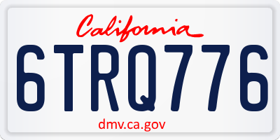 CA license plate 6TRQ776