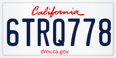 CA license plate 6TRQ778