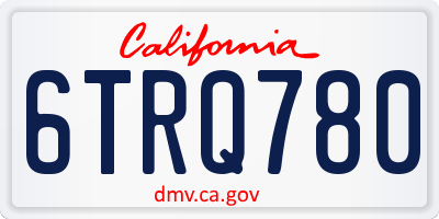CA license plate 6TRQ780