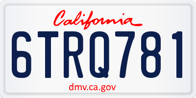 CA license plate 6TRQ781