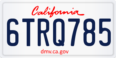 CA license plate 6TRQ785