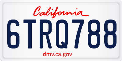 CA license plate 6TRQ788