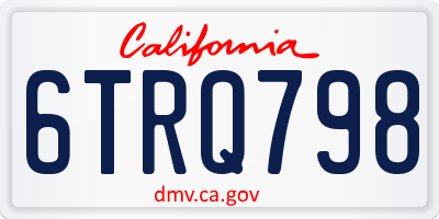 CA license plate 6TRQ798