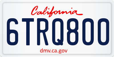 CA license plate 6TRQ800