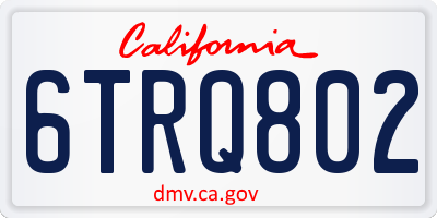 CA license plate 6TRQ802