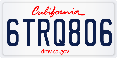 CA license plate 6TRQ806