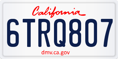 CA license plate 6TRQ807
