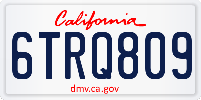 CA license plate 6TRQ809