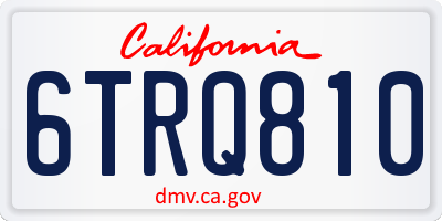 CA license plate 6TRQ810