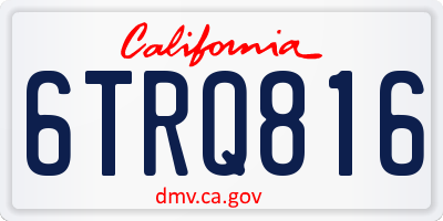 CA license plate 6TRQ816