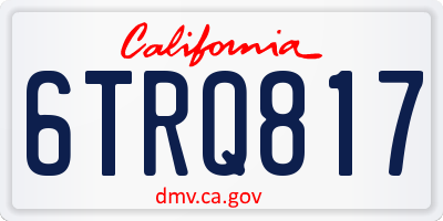 CA license plate 6TRQ817