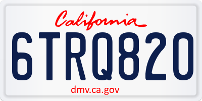 CA license plate 6TRQ820